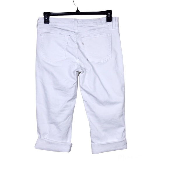 Levi's White Stretch 5-Pocket Flat Front Cuffed Cropped Pants Size 29 - Picture 4 of 6